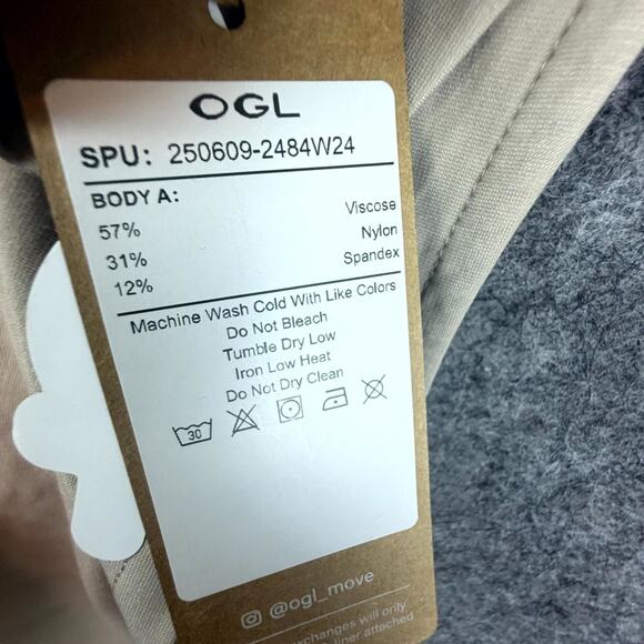 OGL Move Top Womens Large Beige Icy Ponte Flap Collar Surplice Drawstring Tie - Picture 6 of 6